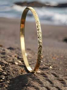 Bộ 7 chiếc vòng tay họa tiết cây nho phong cách Hawaii rộng 3mm, dây chuyền đồng mạ vàng 14K, thiết kế liền mạch, thích hợp đeo hàng ngày và đi nghỉ, quà tặng ngày lễ tình nhân, dùng được cho mọi mùa - Vàng - Xem 6