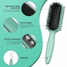 DCurl Defining Brush Curly Hair Brush Slick Back Hair Brush For Combing And Shaping Curls In All Hairstyles To Reduce Pulling Green 5001 - màu xanh lá - Xem 3