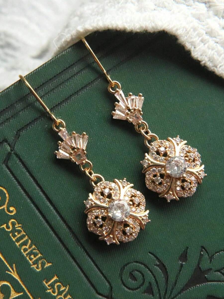 Gorgeous Victorian Earrings For Women Synthesis Cubic Zirconia Dangle And Drop Earrings Wedding Engagement Bridal Jewelry Party Gifts - 耳環 - 查看 1