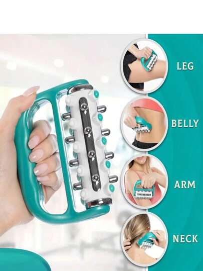 1pc Electroplated Massage Roller, Releases And Breaks Down Fat Lumps, Lymphatic Drainage Massage Roller, Deep Tissue Muscle Massage Roller, Handheld Body Massage Tool For Legs, Shoulders And Back,School,Back To School,Travel,Travel Essentials,Home Essentials,Spa,Massage Tool,Massage,Massager,Spa