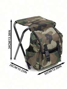 1 pieza de taburete de pesca plegable portátil para camping y pesca al aire libre, bolsa aislada multifuncional de doble hombro, mochila de camping y pesca. Adecuado para uso diario, familia, actividades al aire libre, pesca, montañismo y enfriamiento portátil.