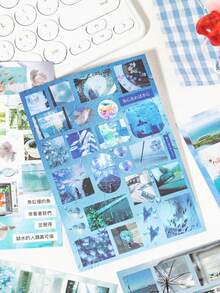 30pcs Cutting Sticker Book, Memory Crease, Retro Style Creative Student Scrapbooking DIY Decorative Stickers, Suitable For Student Diary Sticker Decoration - Multicolor - View 5