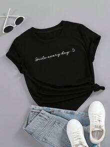 Playera casual, free soul camiseta manga corta, tejido suave, ropa cómoda, prenda versátil, diseño básico, moda casual, look informal, outfit diario, camiseta para mujer, camiseta básica mujer, ropa ligera, top casual, ropa urbana, camiseta verano, ropa algodón. - Negro - Ver 1