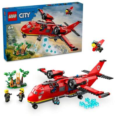 LEGO City Fire Rescue Plane-leksak - Byggklossar för pojkar och flickor, från 6 år - Låtsaslek för rollspel för barn - Födelsedagspresent - 60413