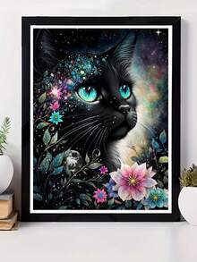 1pc 30x40 Inch Frameless 5D Diamond Painting DIY Kit, Home Decor, Holiday Gift, Suitable For Beginners, Gentle & Mysterious Magical Cute Black Cat Design - Multicolor - View 2