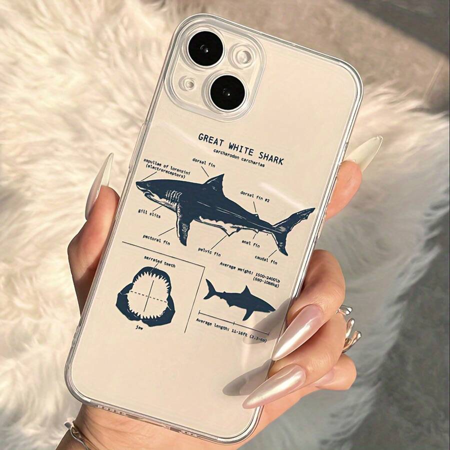 Transparent Shell Transparent Shark Encyclopedia PU Anti-Fall Full Cover Case For Apple IPhone6/7/8/X/Xs/Xr/Xs Max/11/12/13/14/15/16Pro Max,Suitable For IPhone 17 Air - 無色 - 查看 1