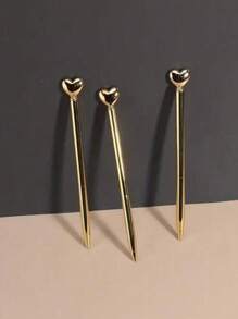 1/3/6 支金色心形圆珠笔，黑色墨水 - 可爱创意精致书写工具，适用于学校用品、婚礼签名和礼品包装 - 玫瑰金 - 查看 1