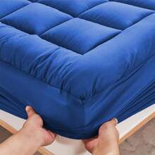 Plush Twin XL Mattress Topper For College Dorm - Extra Long Twin Mattress Pad Cover, Cooling Pillowtop With Deep Pocket, Hypoallergenic Down Alternative Filling, Breathable & Soft Bed Topper - 寶藍色 - 查看 3