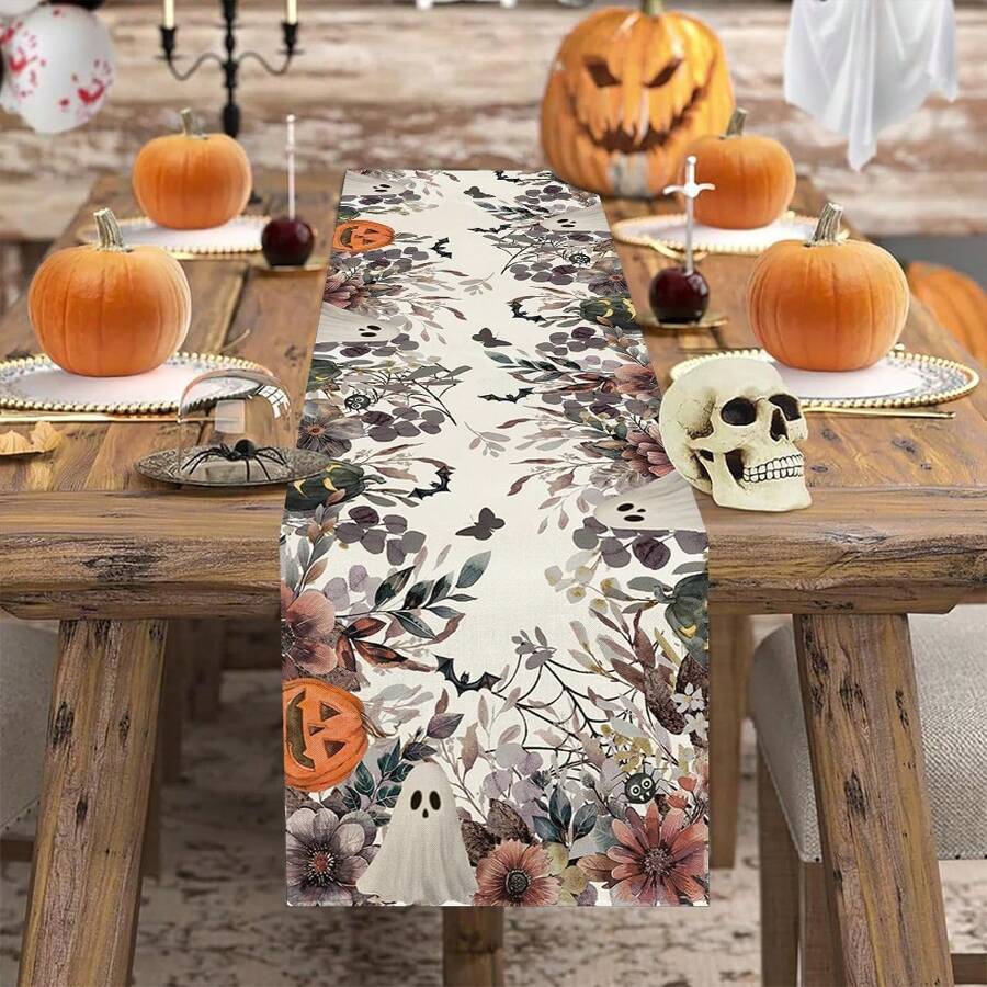 1/25pcs Halloween Ghost & Pumpkin Theme Table Flags, Kitchen Dining Table Decor, Fun Holiday Indoor Outdoor Home Decoration Party Supplies, Thanksgiving Party Favors, Holiday Gifts, Room Decor, Tabletop Decorations