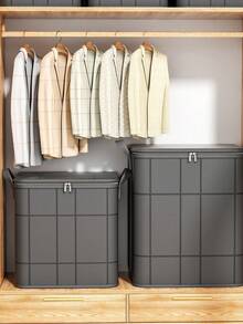 1pc Gray Clothes Storage Bag, Quilt Storage Bag, Foldable Large Capacity Storage Bag, Toy Storage Bag, Soft Cloth Storage Box, Summer And Autumn Clothing Storage Box, Suitable For Family Dormitory Storage And Organization, Wardrobe Storage Decoration