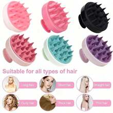 1pc Head Massager Hairbrush For Scalp Care, Super Soft Silicone Scalp Massager, Designed For Deep Cleaning, Dandruff Removal And Hair Growth, Suitable For Men And Women, Macaron Color, Dry And Wet Use, Suitable For Home, Dorm, Travel, Salon, Pet Grooming,Hair Accessories ,Comb Hair ,Hair Styling Tools - Multicolor - View 2
