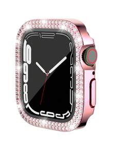 1pc Unisex Shiny Rhinestone Decorated Fashionable Anti-Fall Thin Tempered Glass Screen Protector, Compatible With Apple Watch 38/40/41/42/44/45/46/49mm, Suitable For Apple Watch Series Ultra/SE/11/10/9/8/7/6/5/4/3/2/1, Smart Watch Accessory - Pink - View 10