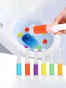 1/6 Pack Floral Scented Toilet Cleaning Gel, RV Cleaner, Toilet Gel Stamp, Deodorizing Cleaning, Bathroom Cleaner, Toilet Cleaner, Commode Care, With Air Freshening Fragrance Toilet Freshener Gel