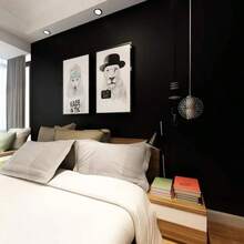 灰色纹理自粘墙纸，可拆卸直拼墙贴，适用于卧室装修，防潮家具橱柜墙纸 - 黑色 - 查看 2