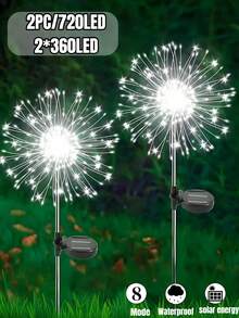 8 种模式太阳能烟花灯,IP65 防水和自动开/关,适用于花园、庭院、小路、亭子、婚礼、派对、装饰灯、圣诞节、万圣节、情人节装饰氛围灯,60-360 LED(暖白/白/彩色) - 黑色 - 查看 23