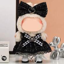 17cm Plush Doll Outfit - Cute Camellia Flower & Bow Suspender Dress For Labubu - Multicolor - View 3