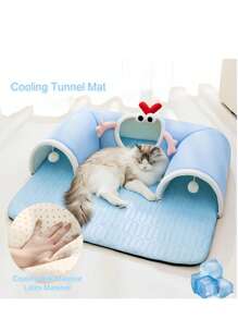 清凉夏日宠物游乐场，多功能猫咪隧道，适合兔子、仓鼠、小型犬和中型猫的玩具，四季宠物垫 - 彩色 - 查看 12