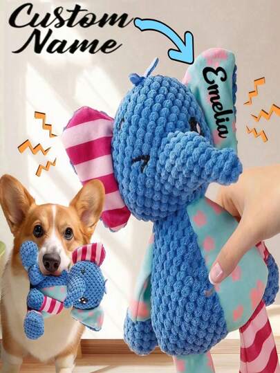 Juguetes personalizados con nombre para perros grandes y medianos con masticación agresiva, juguetes de cuerda para perros, juguetes interactivos para perros cachorros para moler los dientes, juguetes para perros irrompibles, el mejor regalo de cumpleaños para mantenerlos ocupados (Elefante)
