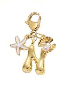 1 Stück A-Z Buchstaben Gold Bubble Buchstabe süßer Anhänger Schlüsselanhänger, Muschel- und Seestern-Accessoires, Schlüsselanhänger, Ringtasche, Rucksack-Anhänger, Auto-Anhänger, perfekt für Urlaub, Einkaufen, Strand, Camping, Geldbörse und Handtaschen-Accessoires. Geeignet als Geschenk für Frauen, Freunde, Klassenkameraden, Dekorationen, modisches kreatives Design Geburtstagsgeschenk, Sommer-Taschenbaumeln, modisches Accessoire für Damen, langanhaltend Metallschlüsselring, ästhetisches Geschenkidee, neuartiger Schlüsselanhänger, Rückkehr zur Schule Auto-Accessoires Goth Y2k' - Verschiedenfarbig - Übersicht 26