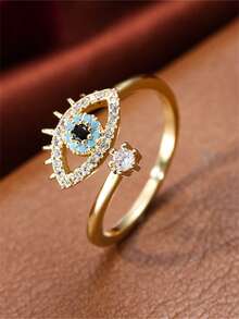 1pc Fashion Simple Demon Eye Design Ring For Women, Suitable For Daily Wear Finger/Index Finger Ring - Silver - View 15