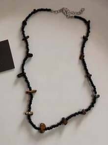 复古皮革棕色宝石太阳吊坠串珠颈链锁骨链项链女士独特 Y2K 个性化垃圾摇滚珠宝 - 彩色 - 查看 13