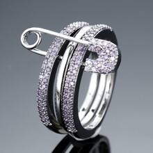 Chic Ring Multi Layer + Pin Design Paved Shining Zirconia Just Pick A Color U Prefer Match Daily Outfits Party Accessory