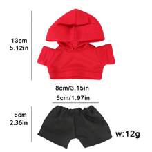 1 Set Lapopo Plush Doll Doll Red Hooded Sweatshirt 2 Pieces Set, 6.69 Inch Plush Doll Accessories Including Top And Pants, Handmade, 6.69 Inch Cute Doll Clothes, Girls Doll Gift (Doll Not Included), Great Holiday Birthday Gift For Little Girls