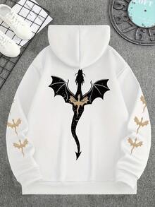 大码女式星空龙形图案卫衣 | 宽松休闲秋冬白色春季款 - 白色 - 查看 11