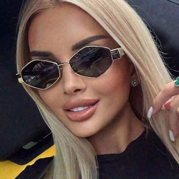 1 pieza Gafas de sol de moda Y2K con marco metálico en forma de rombo