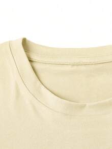 Speech Therapy  Graphic Printed Casual Round Neck Short Sleeve T-Shirt Women's Summer Tops - 杏色 - 查看 5