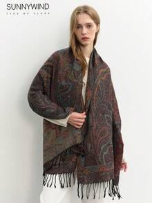 1pc Paisley Pattern High-Quality Scarf/Shawl - Black - View 3
