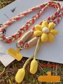 2026 New Year & Valentine's Day Smart Phone Lanyard Crossbody Bag, Women's Long Floral Handmade Woven Strap, Durable, Anti-Lost For Outdoor, Comes With Pad Ring, Suitable Gift For Moms, Smart Phone Wrist Strap, Smart Phone Charm, Key Chain, Smart Phone Crossbody Bag, Phone Accessories, Phone Pendant - Multicolor - View 7