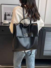 新款时尚设计小众背包，大容量百搭通勤背包，简约纯色休闲软皮大学生背包，复古高端品质别致背包适合大学生、上班族、通勤、旅行、购物、日常使用