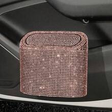 Shiny Pet Trash Can, Car Accessories Storage Box, Square Pressed Car Garbage Can With Shiny Diamonds Decor