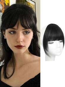 Tóc giả kẹp mái tổng hợp dài 6 inch màu nâu đen và mái kiểu Pháp, kẹp tóc mái cho nữ, tóc mái cong có mái lệch, dùng hàng ngày - Nhiều màu - Xem 14