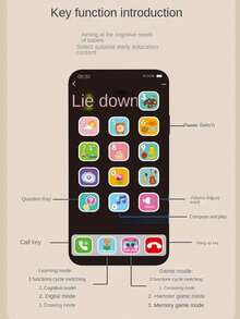 兒童模擬玩具手機，男女童教育益智玩具，附帶燈光和音樂，豐富兒童認知發展，生日和兒童節禮物（不含電池） - 彩色 - 查看 10