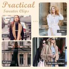 4 piezas Broches de clips para chales de suéter de moda, clips vintage para cuello de cárdigan, broches para capa de camisa, alfileres de broche para ropa de mujer, de zinc y piedra brasileña - Multicolor - Ver 3