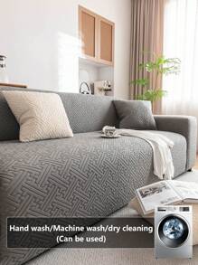 1pc Solid Color Jacquard Stretch Elastic Sofa Cover, Ins Style For All Seasons, Machine Washable, Pet Proof & Durable, Suitable For Living Room, Bedroom, Dining Room, Outdoor, Fits 1/2/3/4 Seater Sofa, Non-Slip Strips Included