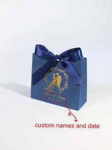 Custom Mini Wedding Favor Boxes: Elegant Boxes With Gold Design ,Names Of The Groom And Bride, Wedding Date, Featuring Lovely Satin Ribbons In Pink And Gold - Perfect For Treats, Chocolates, And Small Gifts For Weddings, Engagements, And Bridal Showers - 11.5x4.5x10cm - View 28