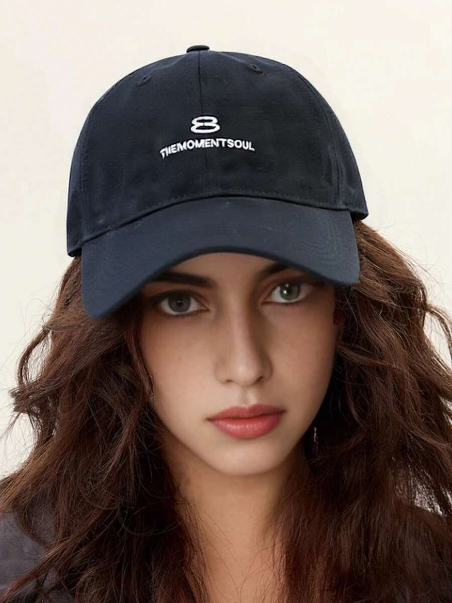 1 pezzo Cappellino da baseball stile classico con ricamo del numero "8" e scritta "THE MOMENT SOUL", design elegante, regolabile, adatto per uomo e donna, perfetto per uso quotidiano, attività all'aperto e protezione estiva