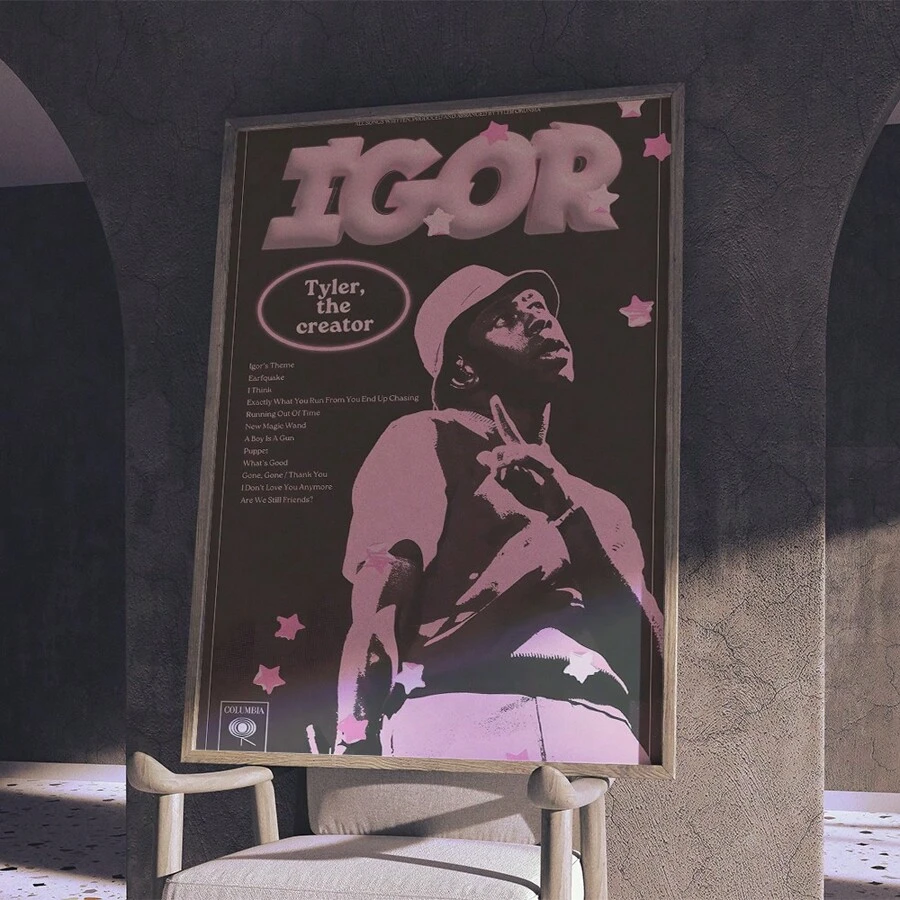 1 Pc Canvas Painting,IGOR, Creator, Album, Poster, Columbia,Wood Framed Painting (1) Thickness 2.5 Cm/ 1 Inch-Home Decoration For All Occasions,Ideal New Year, Valentine's Day,Thanksgiving,Easter,Christmas Gift,Room Decoration Aesthetic,Wall Decoration Art,Perfect Gift,Autumn And Winter Wall Decoration,Living Room Decoration, Bedroom Decoration, Kitchen Decoration, Entry Decoration, Bathroom Decoration, Direct Wall Painting, High Quality Wall Painting Poster,Modern Home Decoration Stretched And Framed Ready To Hang - 黑色 - 查看 1