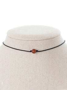 1件红玛瑙项链，手工黑绳项链，单石项链，红玛瑙饰品，疗愈水晶，创意，勇气 - 紅色 - 查看 1