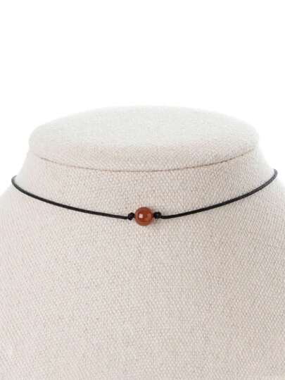 1pc Carnelian Necklace Handmade Black Rope Necklace Single Stone Necklace Red Agate Jewelry Healing Crystal Creativity Courage