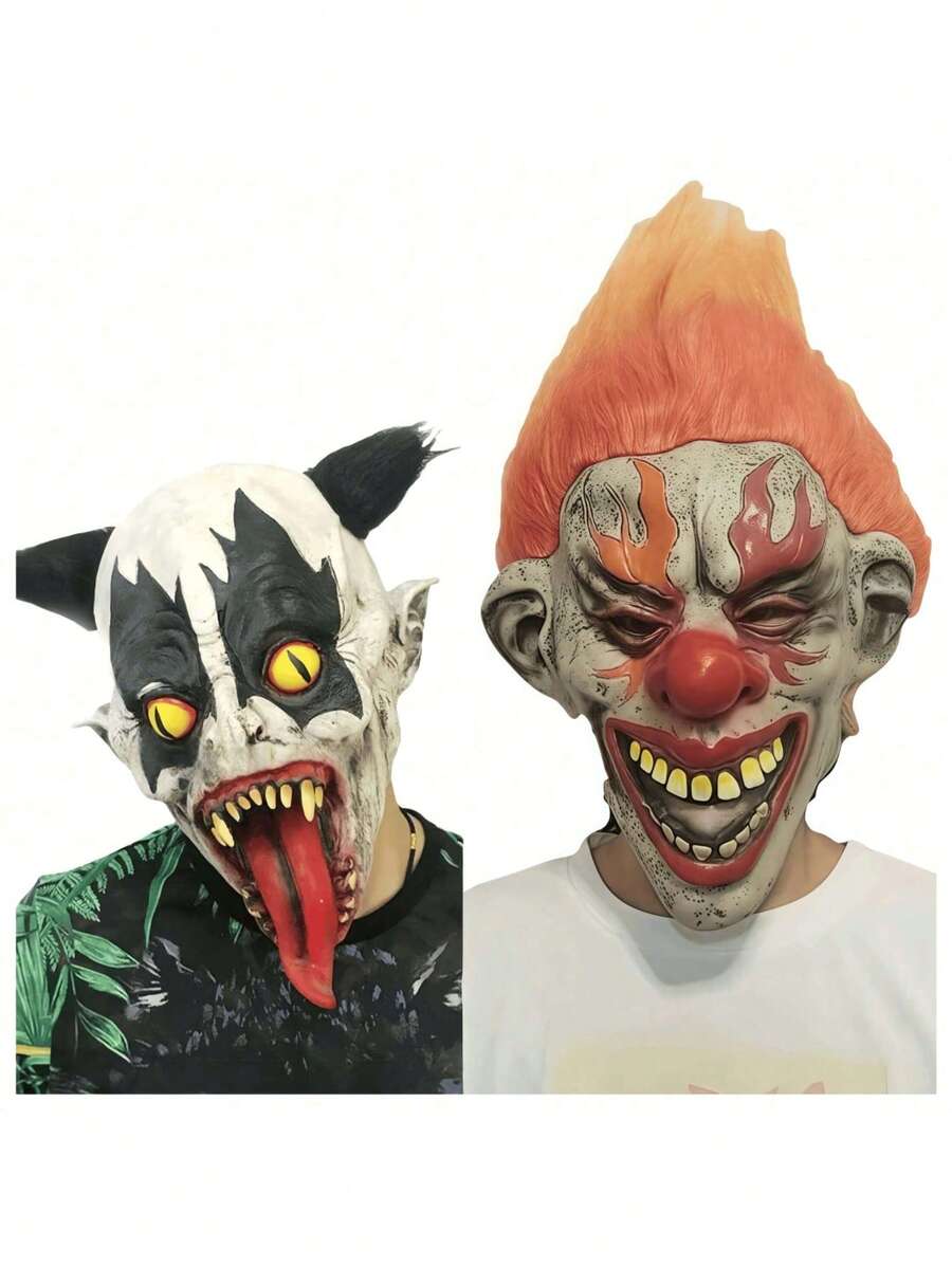 1 件小丑恐怖服装动漫角色扮演面具、节日派对恶作剧道具、微笑小丑恶魔面具、新款小丑迷你面具头饰、化妆舞会万圣节恐怖道具 - 彩色 - 查看 1