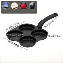 4-In-1 Large Nonstick Dishwasher Friendly Frying Pan, Electric Stove Compatible Multi-Purpose Cast Iron Base Medical Stone Coating 4-Hole Breakfast Pan - Classic Black 4-Well Flat Bottom Single Handle Skillet For Eggs, Pancakes, Patties, Burgers | Perfect For Breakfast, Brunch, Mother's Day Gifts - Multicolor - View 3