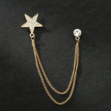 1pc New Korean Style Tassel Moon & Star Brooch, Classic Tassel Brooch Fashion Accessory For Men School Office Accessories Shirts Jacket Jewelry Christmas Halloween Pins,Autumn-Winter Accessories,Suitable For Teens, Youth,Men,Casual, Outdoor, Athletic, Vacation, Graduation Gifts, Birthday, Daily Wear Clothes Pin Funny Cute Teacher Gifts Costume Accessories Bag Charms Men Gifts Bag Pins