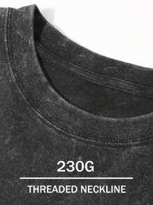Camiseta de manga corta de metal pesado americano para hombres, camisetas de cuello redondo transpirables de algodón con gráficos para hombres y adolescentes, talla grande, color negro, 230g, cuello redondo, de alta calidad y con un grosor adecuado para todas las estaciones
