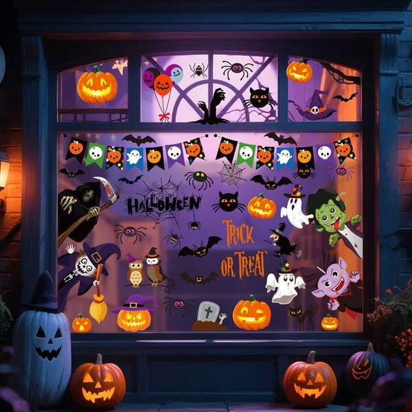 9 Pieces Halloween Window Stickers - Double-Sided Halloween Window Decals, Indoor And Outdoor Home Decoration Halloween Window Decoration
