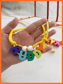 Personalized Acrylic Pet Name Necklace - Candy Colors Suitable For Small, Medium, Large Dogs And Cats, Customized Acrylic Dog Name Necklace With Engraved Woven Pet Collar, Durable PMMA Material - Multicolor - View 7