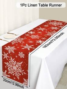 1 pezzo Runner da tavola in lino con decorazioni a fiocchi di neve per decorazioni natalizie e invernali, adatto per tavolo da cucina e da pranzo, copritavola natalizio per feste a casa, decorazioni natalizie per casa 2025 Nuovo Anno 2026, 13x72 pollici